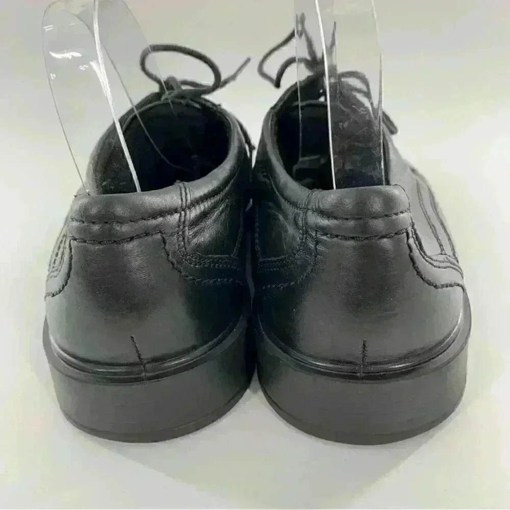 Ecco mens size 44 10-10.5 black leather comfort orthopedic bicycle toe oxfords